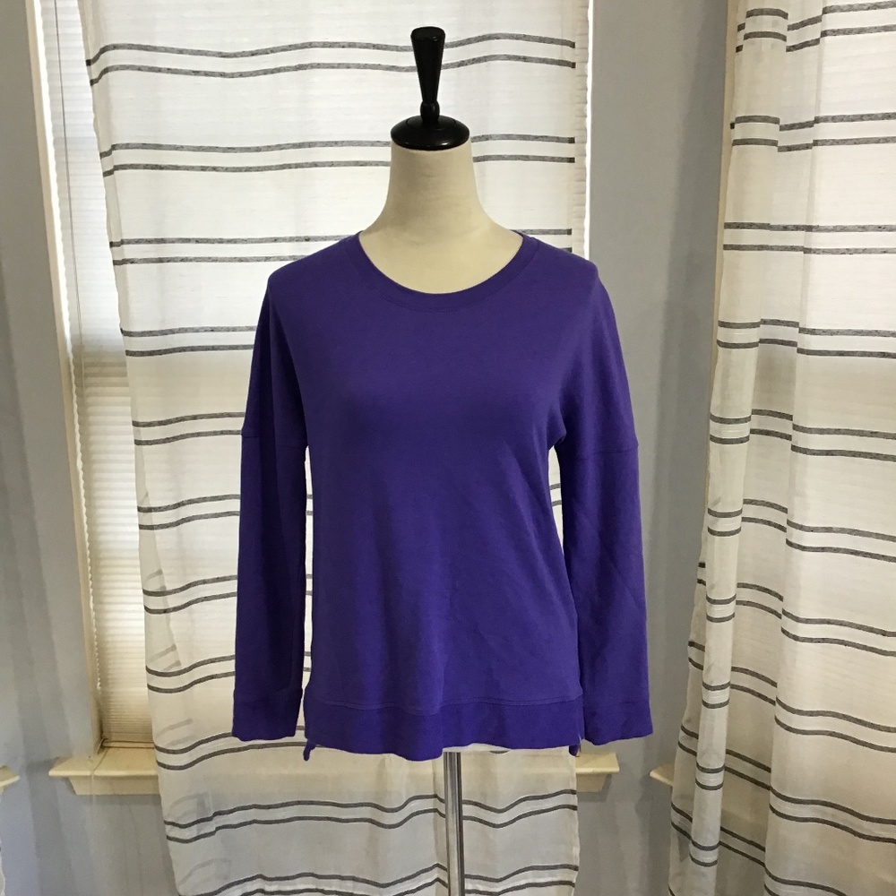 Tasc Women Size XS Riverwalk French Terry Casual Sweatshirt Purple Bamboo Cotton